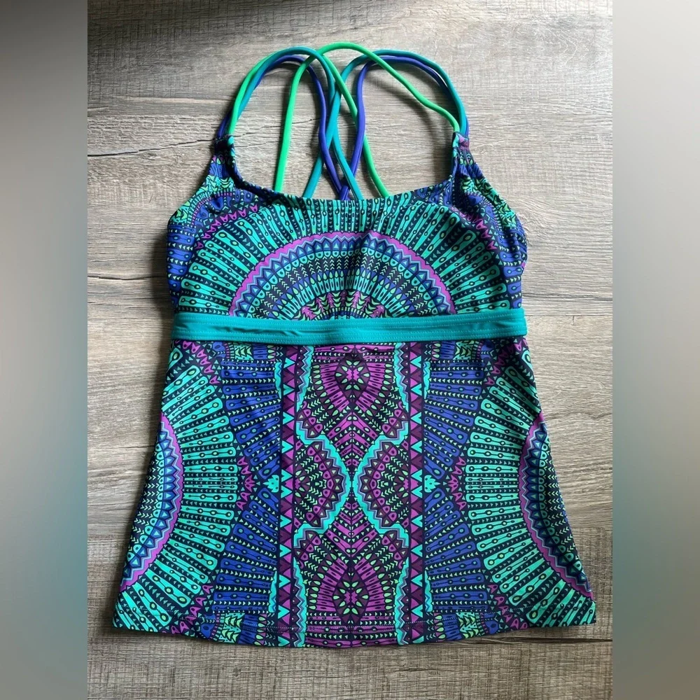 PrAna Swimwear in Blue and Purple Pattern Tankini Top, Women’s Sz XS - Picture 3 of 12